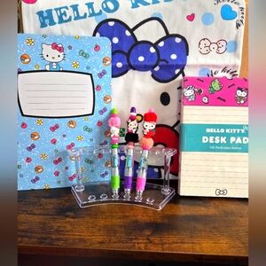 NEW Hello Kitty Stationery Set with beaded Pens and notebook and tote bag
